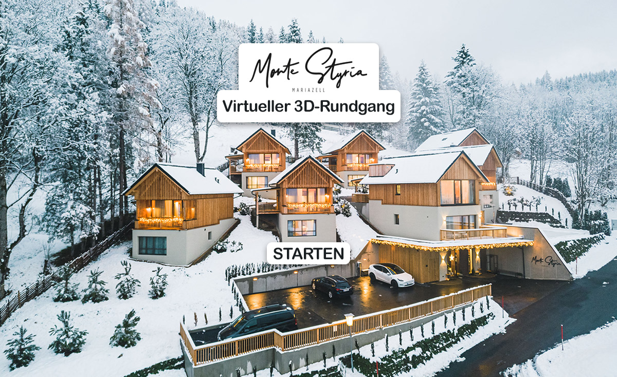 Montestryria Mariazell 3D-Rundgang Premium-Chalets Steiermark